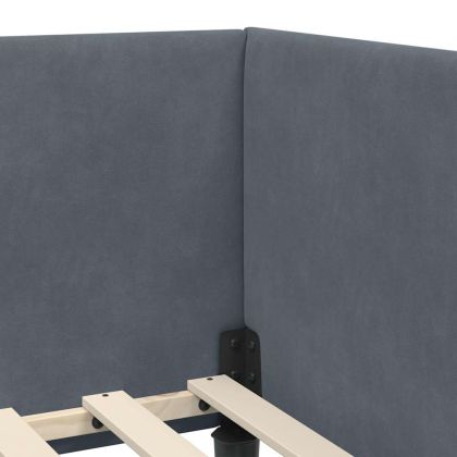Ъглова рамка за легло Тъмен сив 100 см x 200 см Кадифе