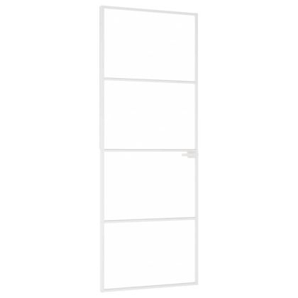 Интериорна врата бяла 76x201,5 см закалено стъкло и алуминий