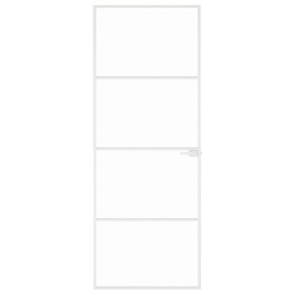 Интериорна врата бяла 76x201,5 см закалено стъкло и алуминий