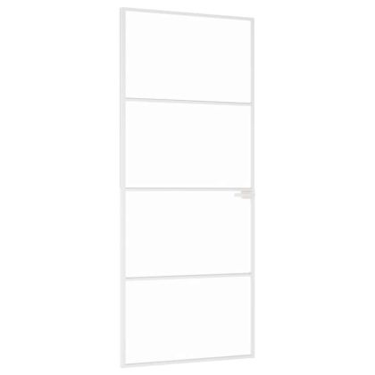 Интериорна врата бяла 83x201,5 см закалено стъкло и алуминий