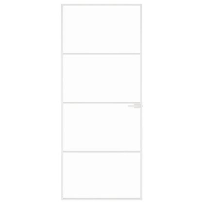 Интериорна врата бяла 83x201,5 см закалено стъкло и алуминий