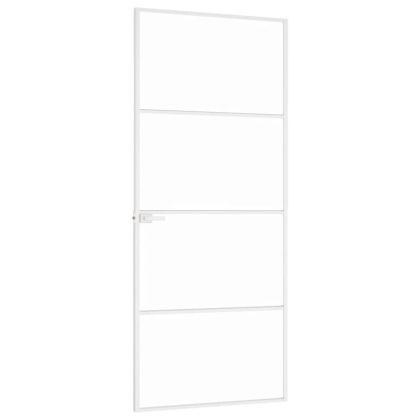 Интериорна врата бяла 83x201,5 см закалено стъкло и алуминий