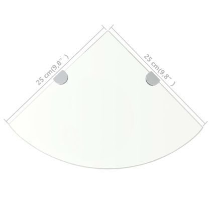 Ъглов рафт с държачи в цвят хром, прозрачно стъкло, 25x25 см