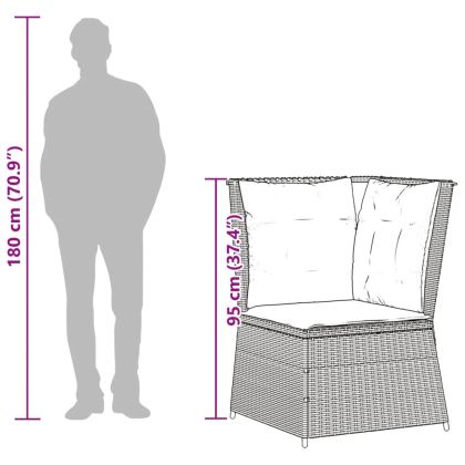 Градински лаундж комплект с възглавници 4 части сив полиратан