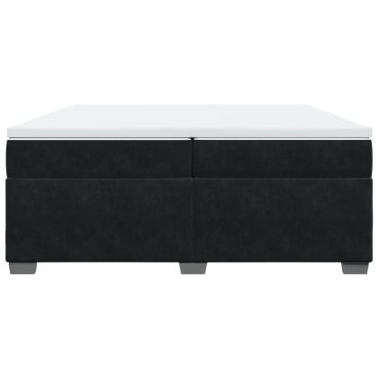 Боксспринг легло с матрак, черно, 200x200 см, кадифе