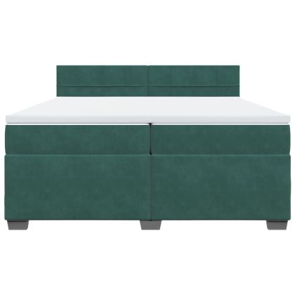 Боксспринг легло с матрак, тъмнозелено, 200x200 см, кадифе