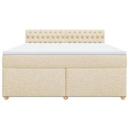 Боксспринг легло с матрак, кремава, 180x200 см, плат