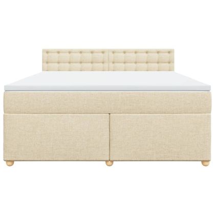 Боксспринг легло с матрак, кремава, 180x200 см, плат