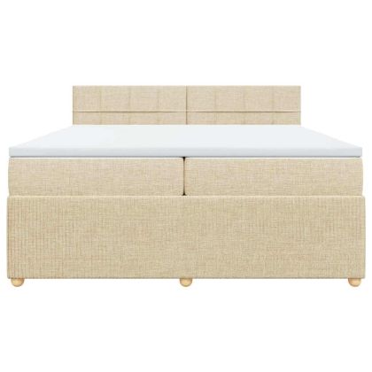 Боксспринг легло с матрак, кремаво, 200x200 см, плат