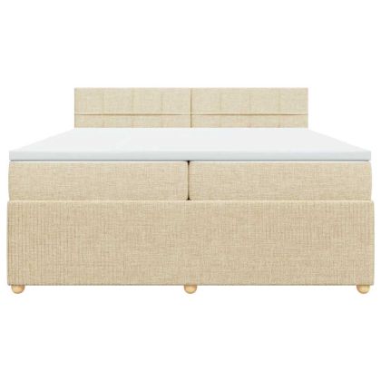 Боксспринг легло с матрак, кремаво, 200x200 см, плат