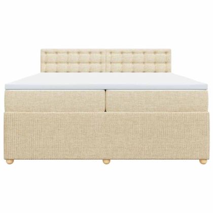 Боксспринг легло с матрак, кремаво, 200x200 см, плат