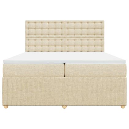 Боксспринг легло с матрак, кремаво, 200x200 см, плат