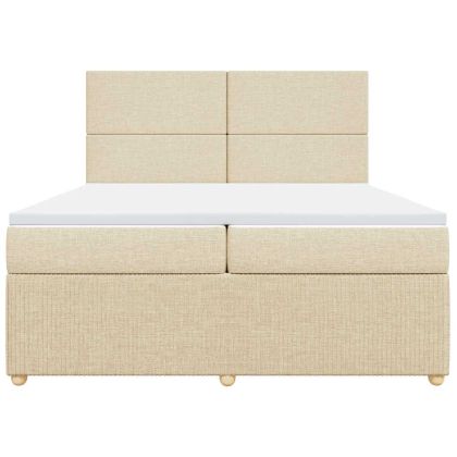 Боксспринг легло с матрак, кремаво, 200x200 см, плат