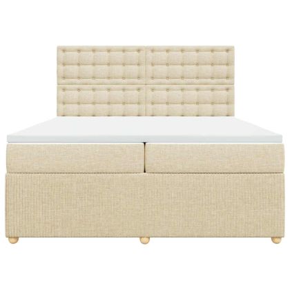 Боксспринг легло с матрак, кремаво, 200x200 см, плат