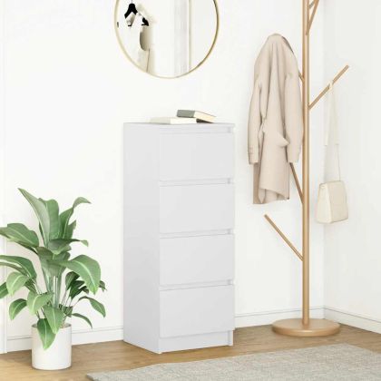 Сайдборд, бял, 37,5x35x99 см, инженерно дърво