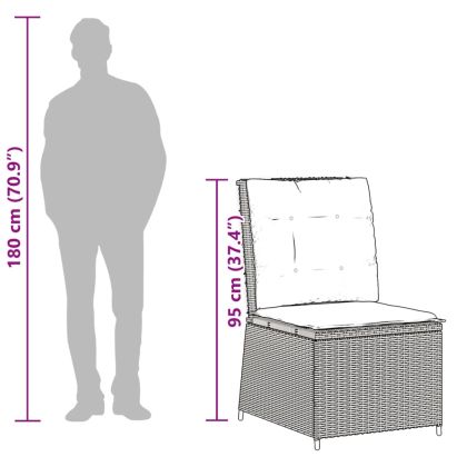Накланящ се градински диван с възглавници, бежов полиратан