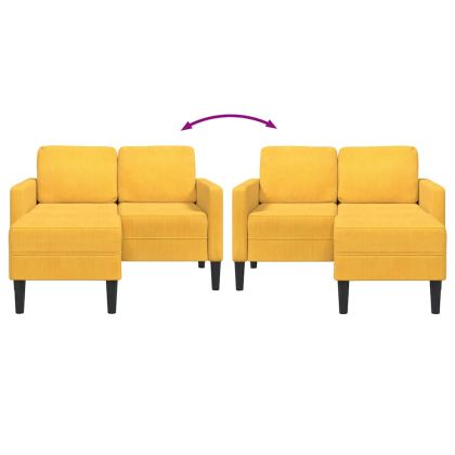 Двуместен диван с шезлонг в L-образна форма Светложълт 125 см