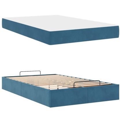 Рамка за легло с матрак Синьо 140 x 190 cm Кадифе