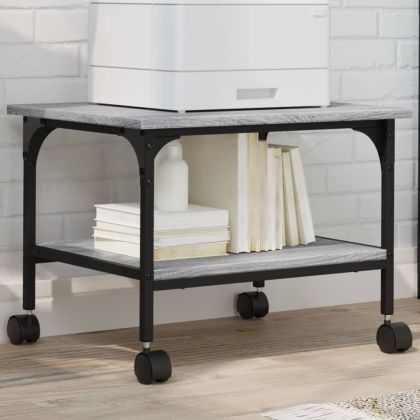 Стойка принтер 2 нива сив сонома 50x40x38 см инженерно дърво