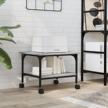 Стойка принтер 2 нива сив сонома 50x40x38 см инженерно дърво