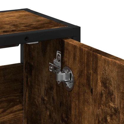 Огледален шкаф за баня опушен дъб инженерна дървесина