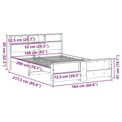 Рамка за легло с таблото Кафяво с восъчно покритие 160 x 200 cm