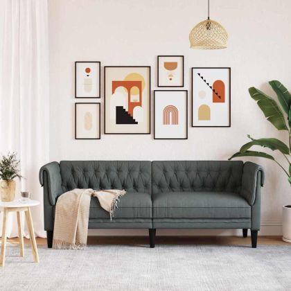 Диван Chesterfield Друг Тъмносив 201.5 x 74.5 x 74.5 см текстил