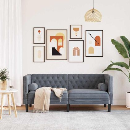 Диван Chesterfield Друг Тъмносив 174 x 74.5 x 70.5 см Кадифе