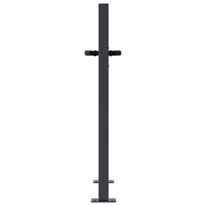 Градинска порта, антрацит, 100x100 см, стоманена, дизайн с дърво