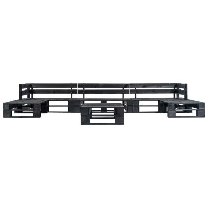 Градински мебели от палети 6 части черно дърво