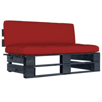 Градинска палетен среден диван черно импрегнирано борово дърво