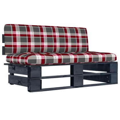 Градинска палетен среден диван черно импрегнирано борово дърво