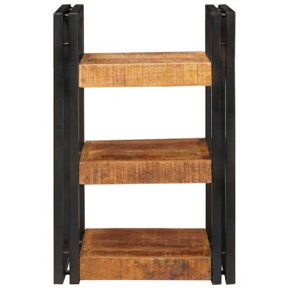 Нощно шкафче Кафяв и черен Солидно мангово дърво