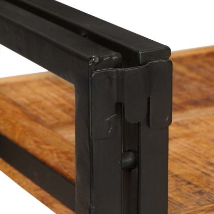 Нощно шкафче Кафяв и черен Солидно мангово дърво