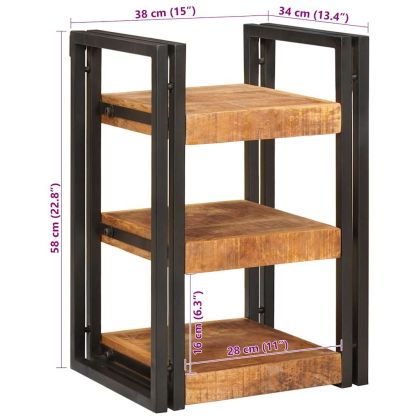 Нощно шкафче Кафяв и черен Солидно мангово дърво