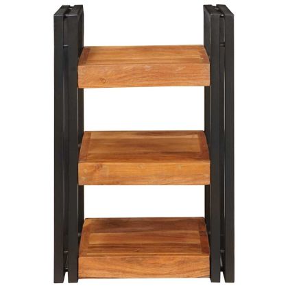 Нощно шкафче 2 pcs Кафяв и черен Солидно дърво акация