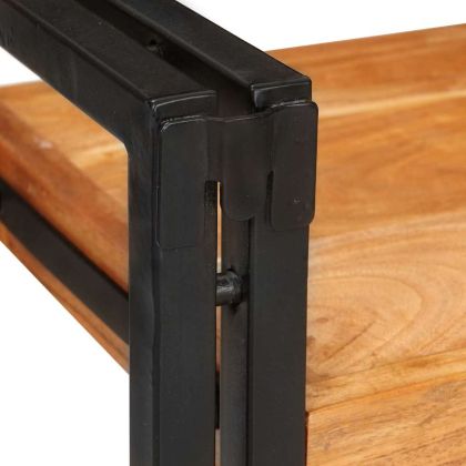 Нощно шкафче 2 pcs Кафяв и черен Солидно дърво акация