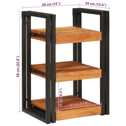 Нощно шкафче 2 pcs Кафяв и черен Солидно дърво акация