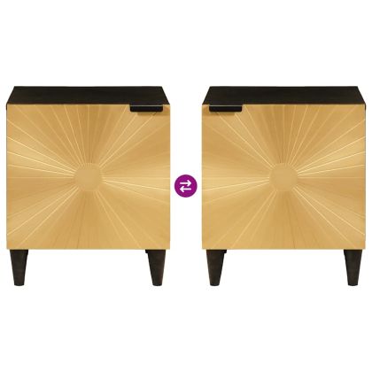 Нощен шкаф Черен и златен 40 x 33,5 x 46 см