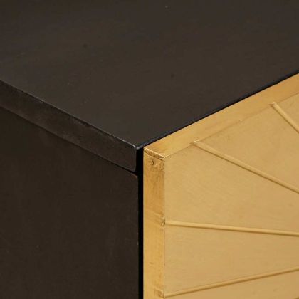 Нощно шкафче Черен и златен 50 x 33 x 60 см мангово дърво масив