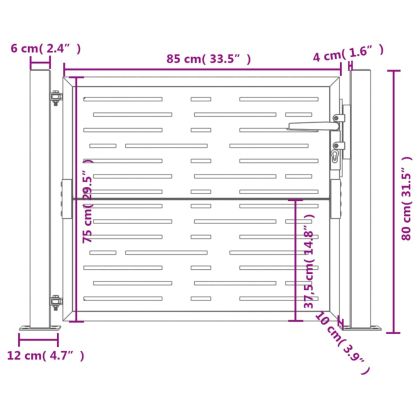 Градинска порта, антрацит, 100x75 см, стомана, квадратен дизайн