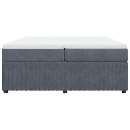 Боксспринг легло с матрак, тъмносиво, 200x200 см, кадифе