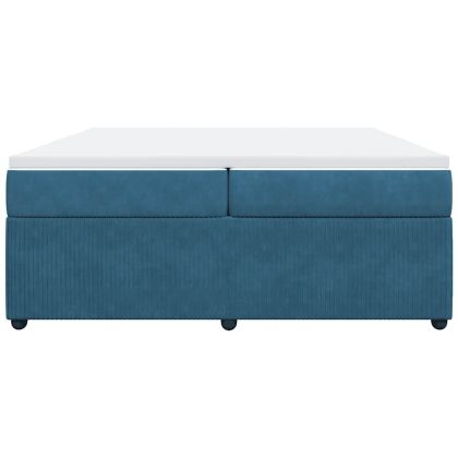 Боксспринг легло с матрак, тъмносиньо, 200x200 см, кадифе