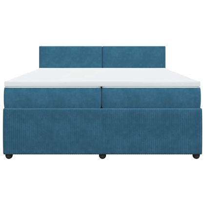 Боксспринг легло с матрак, синьо, 200x200 см, кадифе