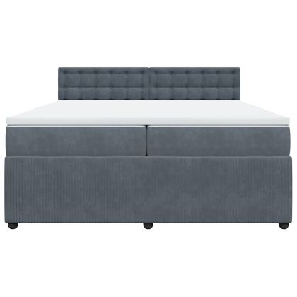 Боксспринг легло с матрак, тъмносиво, 200x200 см, кадифе