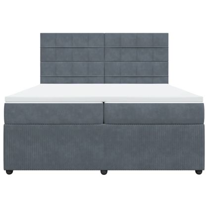 Боксспринг легло с матрак, тъмносиво, 200x200 см, кадифе