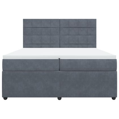 Боксспринг легло с матрак, тъмносиво, 200x200 см, кадифе