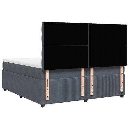 Боксспринг легло с матрак, тъмносиво, 200x200 см, кадифе