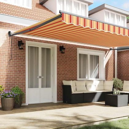 Сгъваем навес Крем 500 × 300 cm Текстил и Метал