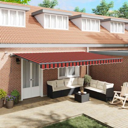 Сгъваем навес с Оранжево и кафяво 500 × 300 cm текстил
